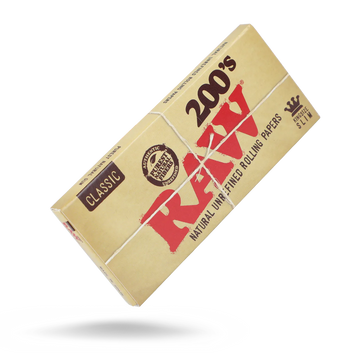 RAW Classic Natural Unrefined Rolling Papers - 200 Papers Per Pack - King Size Slim - 40 Pack Count Display Box