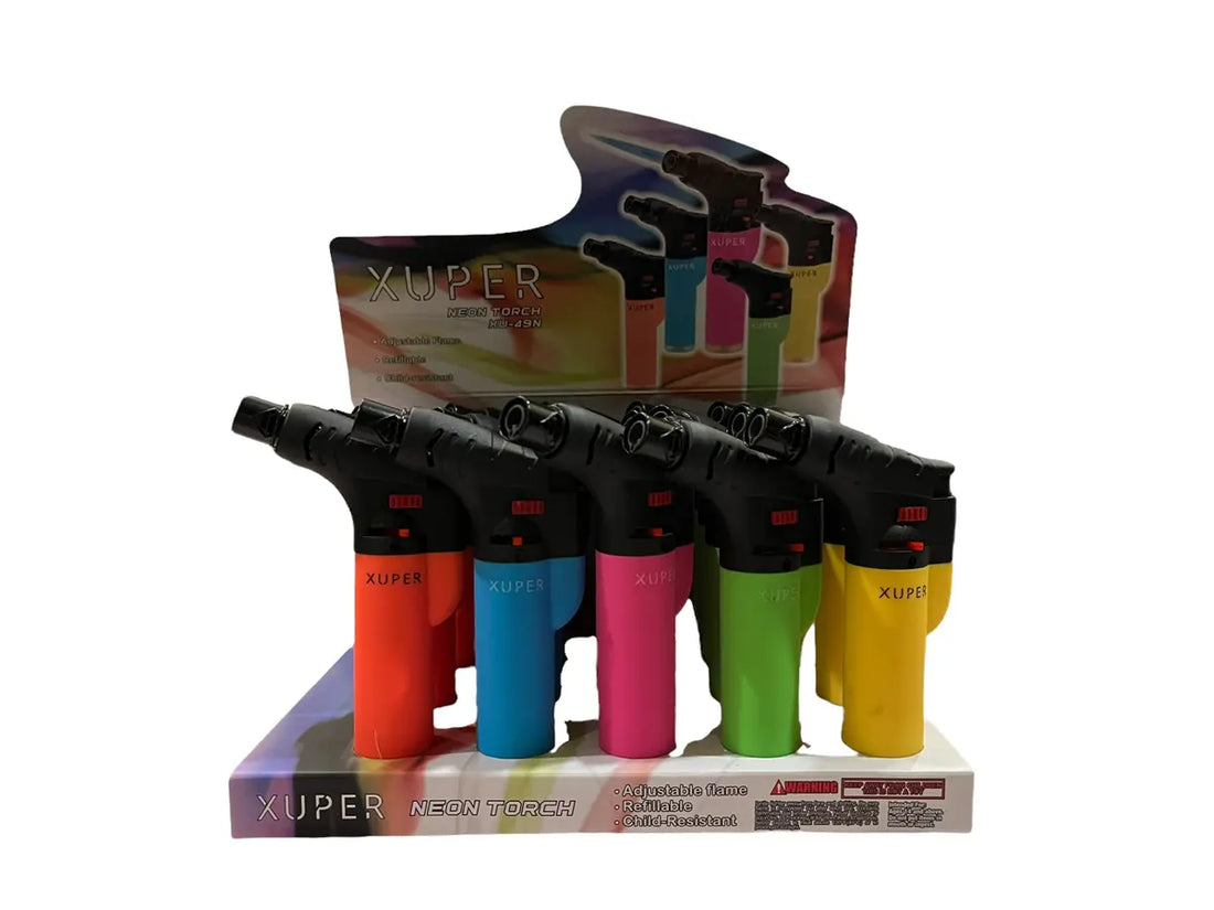 XUPER Neon Torch Lighter -  Adjustable Flame Refillable | 20 CT Lighter per Unit