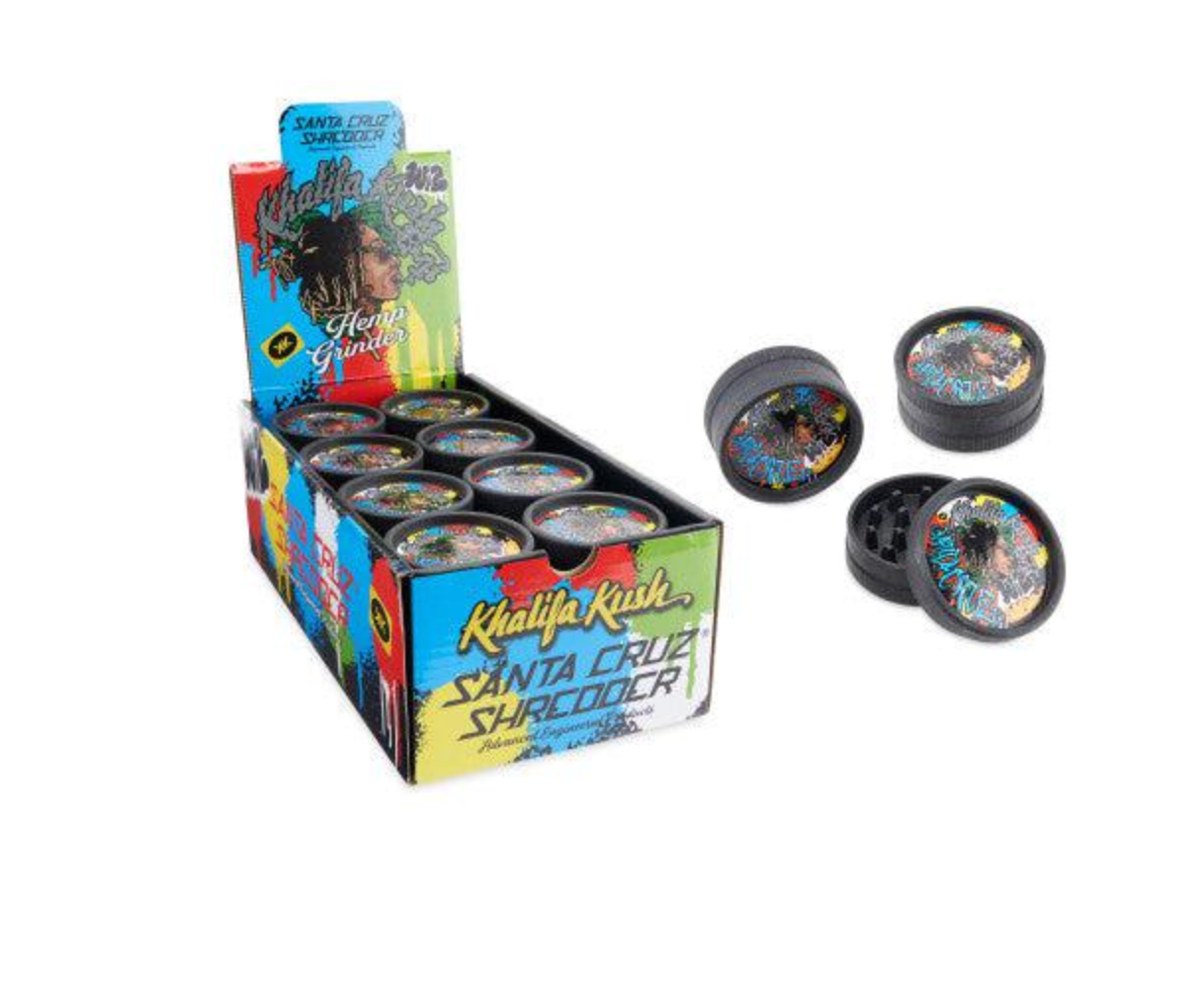Stock up on the Santa Cruz Wiz Khalifa Hemp Grinder – 55mm, 24pcs/box. Biodegradable, durable & ideal for cannabis accessories wholesale buyers.
 Main image
