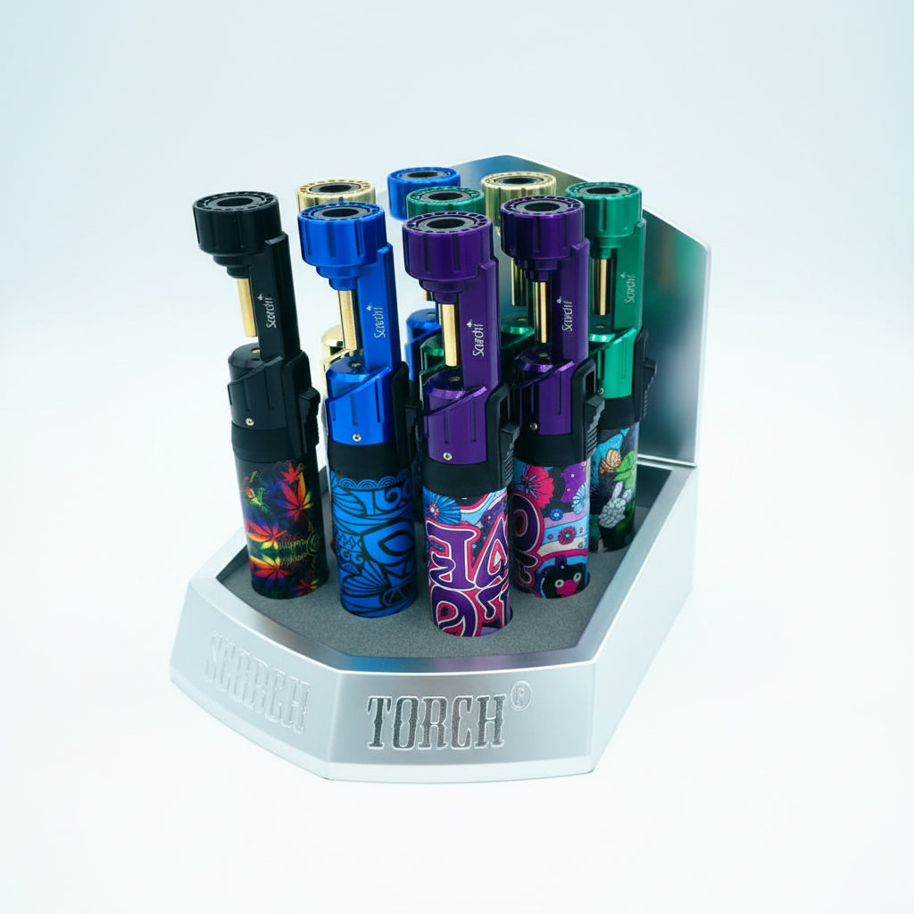 Scorch Torch - 7.75" Tall cylindrical torch with push-up ignition button |9 Units/Box | TO61888
