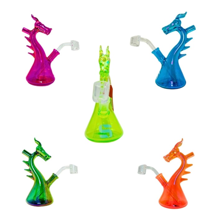 SILO GLASS - Dragon water pipe| Slime colors | 7"| SILO101 Main image