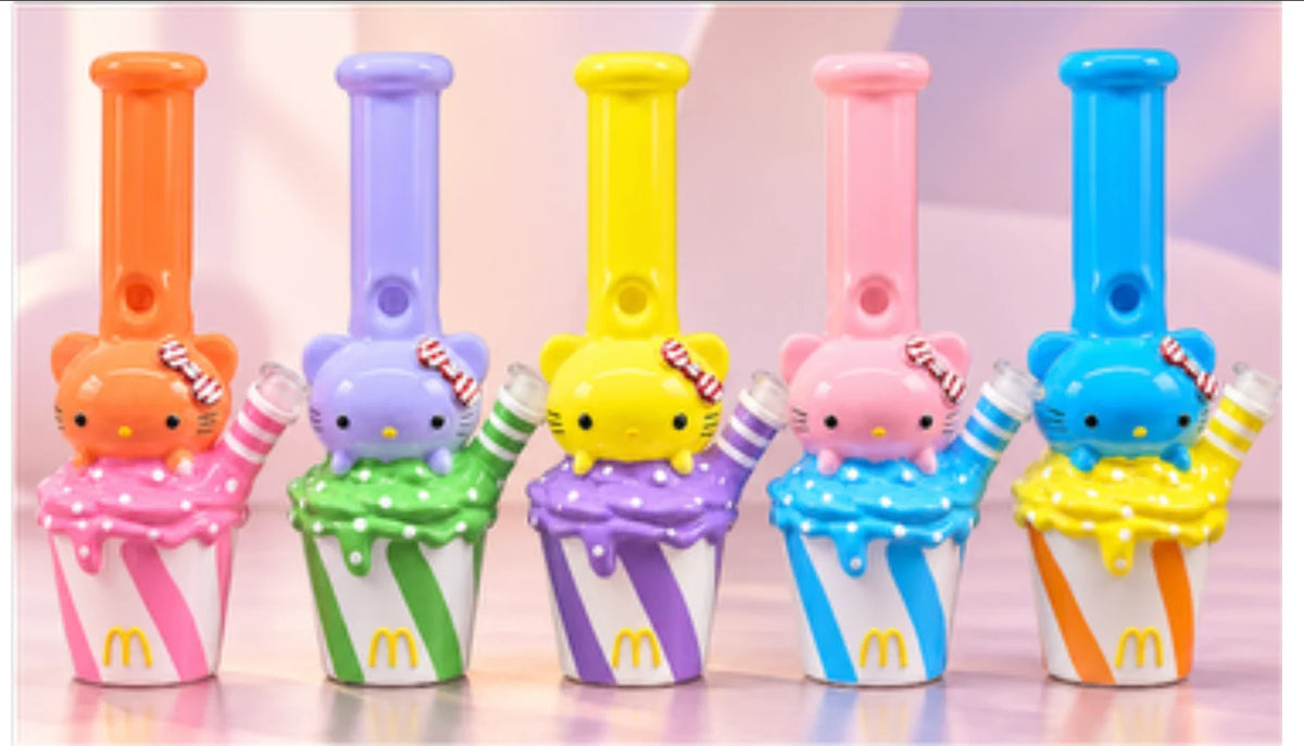 Cute Kitty Ice Cream Treat Glass Water Pipe Bundle | WP3520