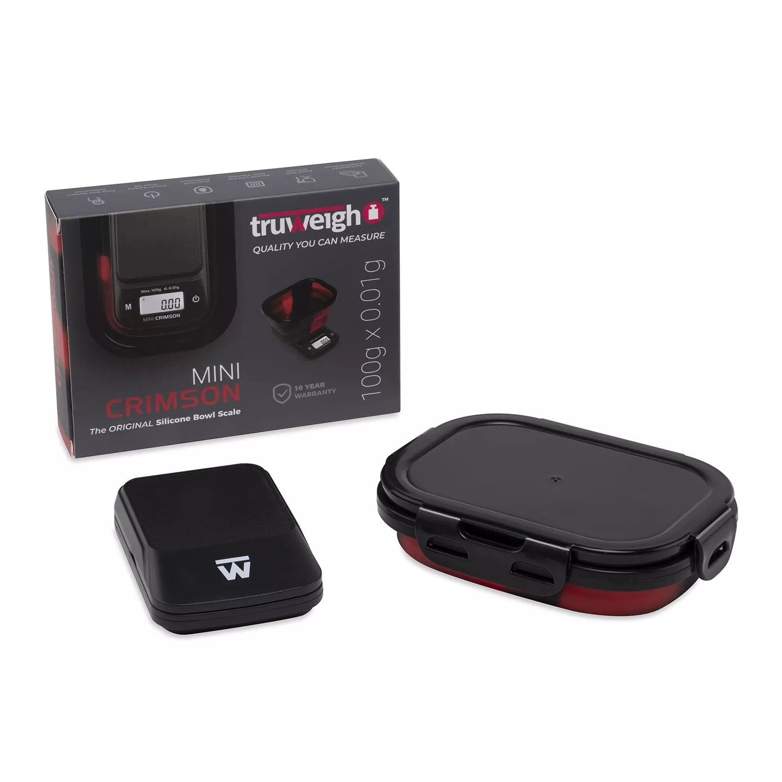 Truweigh Mini Crimson Scale - 100g x 0.01g with Collapsible Bowl