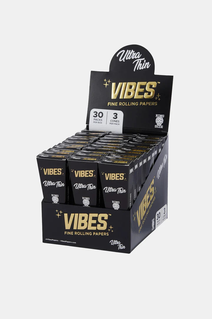 VIBES King Size Pre-Rolled Cones | 30 Pack Box | 3 Cones Per Pack