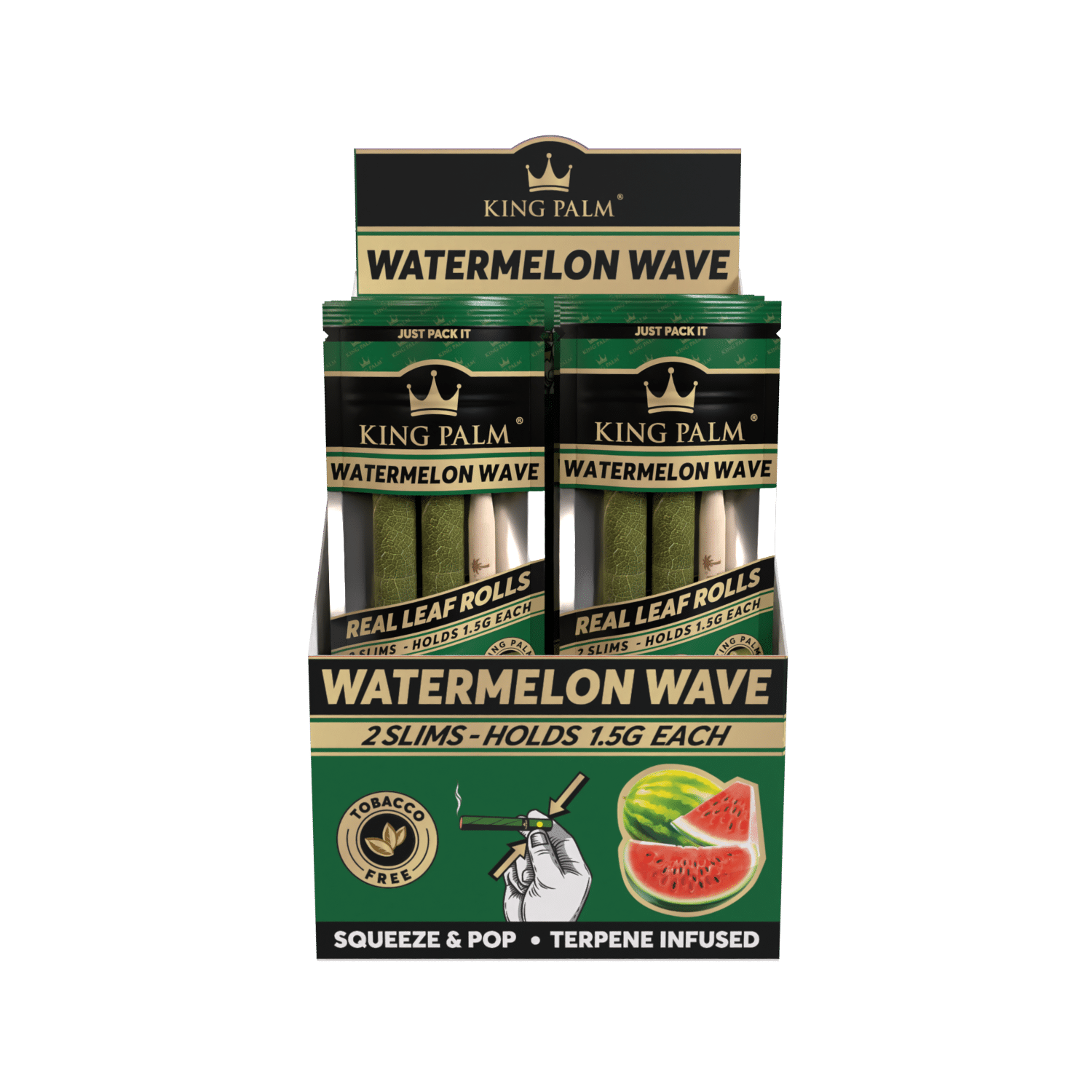 King Palm 2 SLIMS- Holds 1.5G Each| Squeeze & POP |  20Pouches per Display |