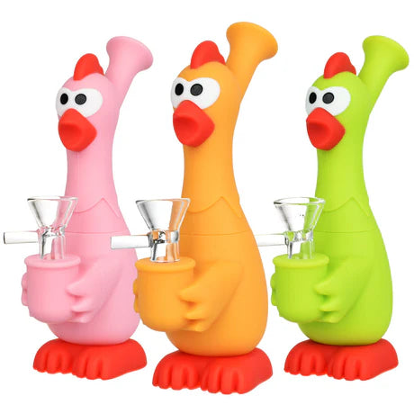 Silicone - 6.8" DAB Rig Silicone Water Pipe | Screaming Chicken Water Pipe | Single Unit