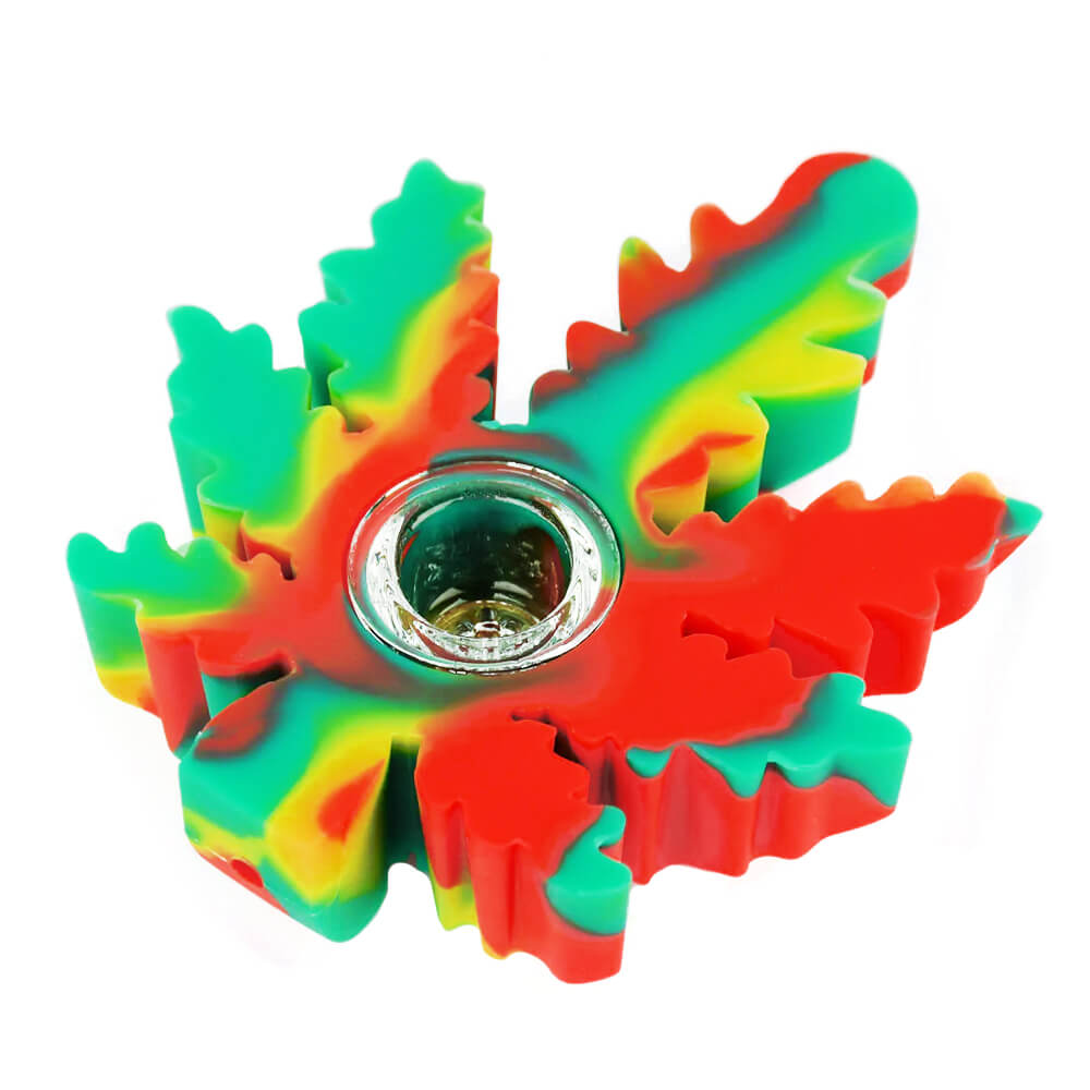 Silicone Hemp Leaf Hand pipe| 4 inches| Sleek design| Compact| Multi color