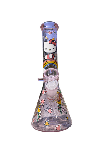 Girly Pink Cute Kitty Beaker Bong – Aesthetic Glass Bong for Smooth Hits