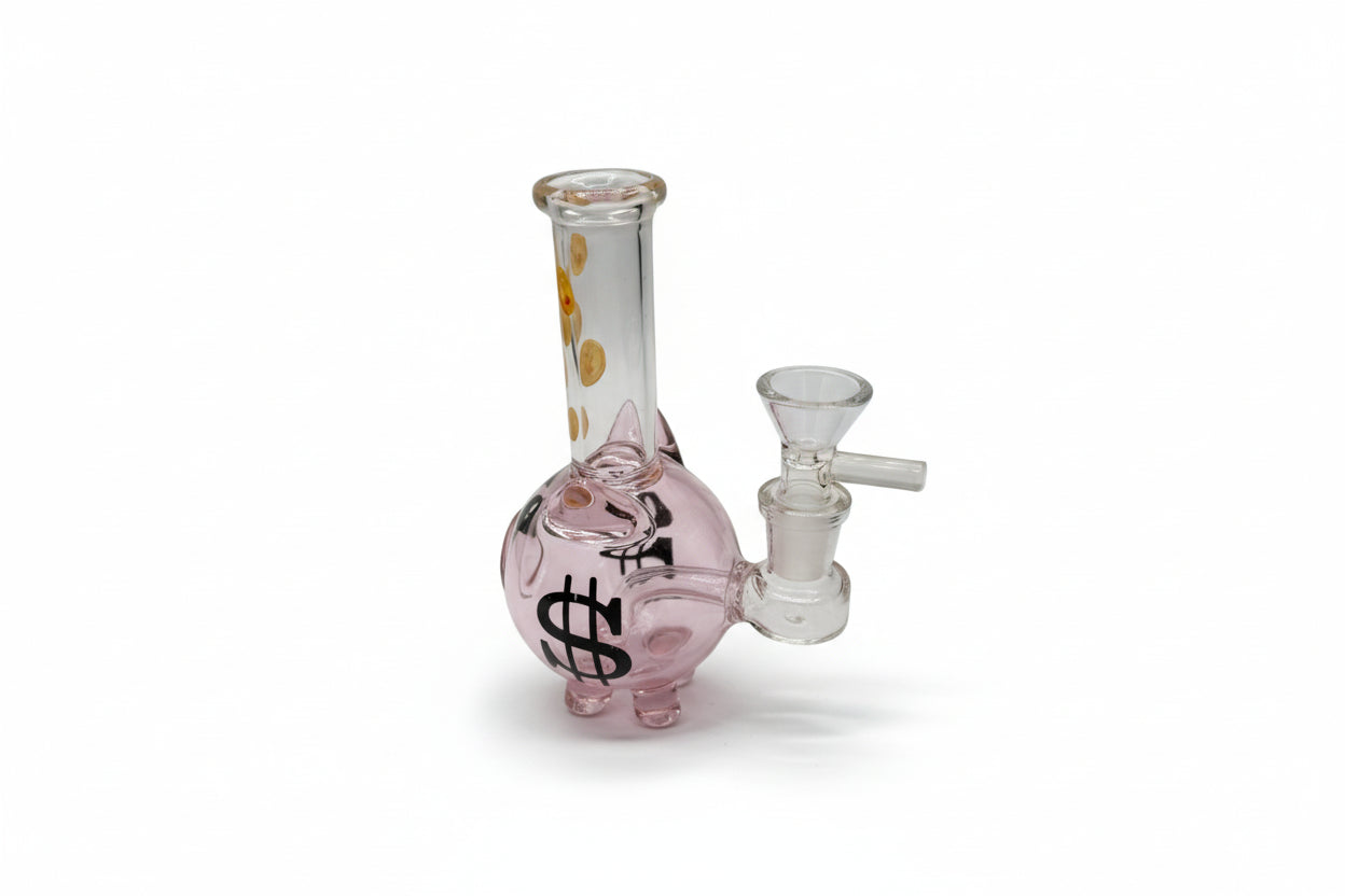 Dollar sign piggy bank glass water pipe by Epic