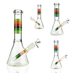 Waterpipe with Layered Colorful Lines on Neck and Swirl Pattern on Bottom - Glow in the Dark | WP5324